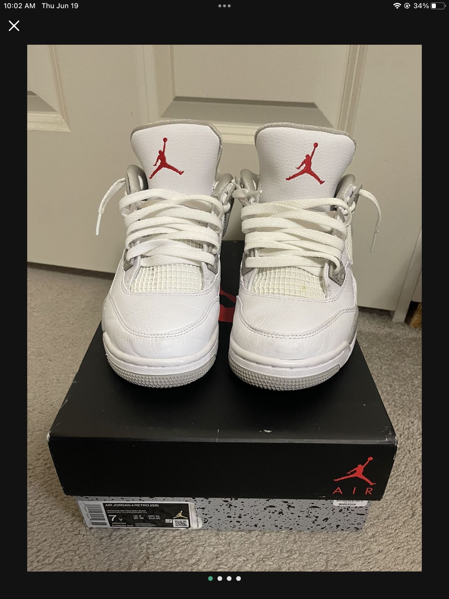 VNDS JORDAN 4 WHITE OREO SIZE 7Y