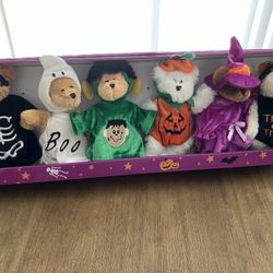 SET of 6 Quacker Factory Plush Bears in Halloween Costumes Set of 6 With Original Box 