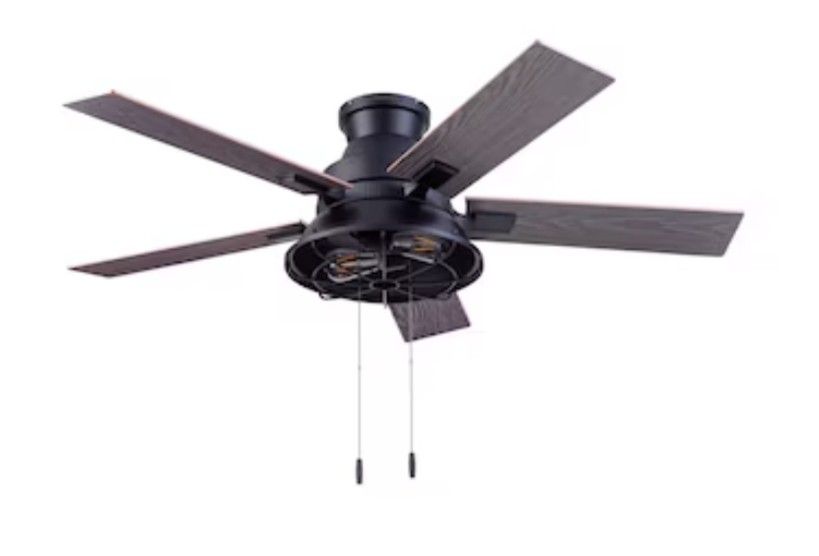 Harbor Breeze Salem 52-in Matte Black Indoor/Outdoor Flush Mount Ceiling Fan
