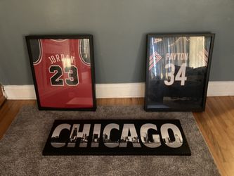 Jordan And Payton Jersey Framed