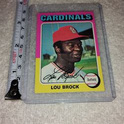 Mini Vintage Old 1975 Lou Brock Baseball Card (3" by 2 1/2") Topps #540 