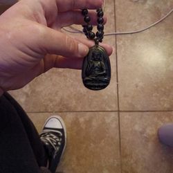 Black powerful symbol Protection & Courage Buddha Spiritual Strength necklace

