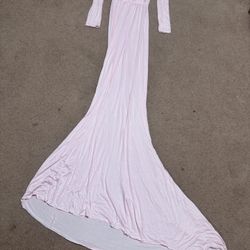 New small light pink stretchy long sleeve train dress photo maternity gown 