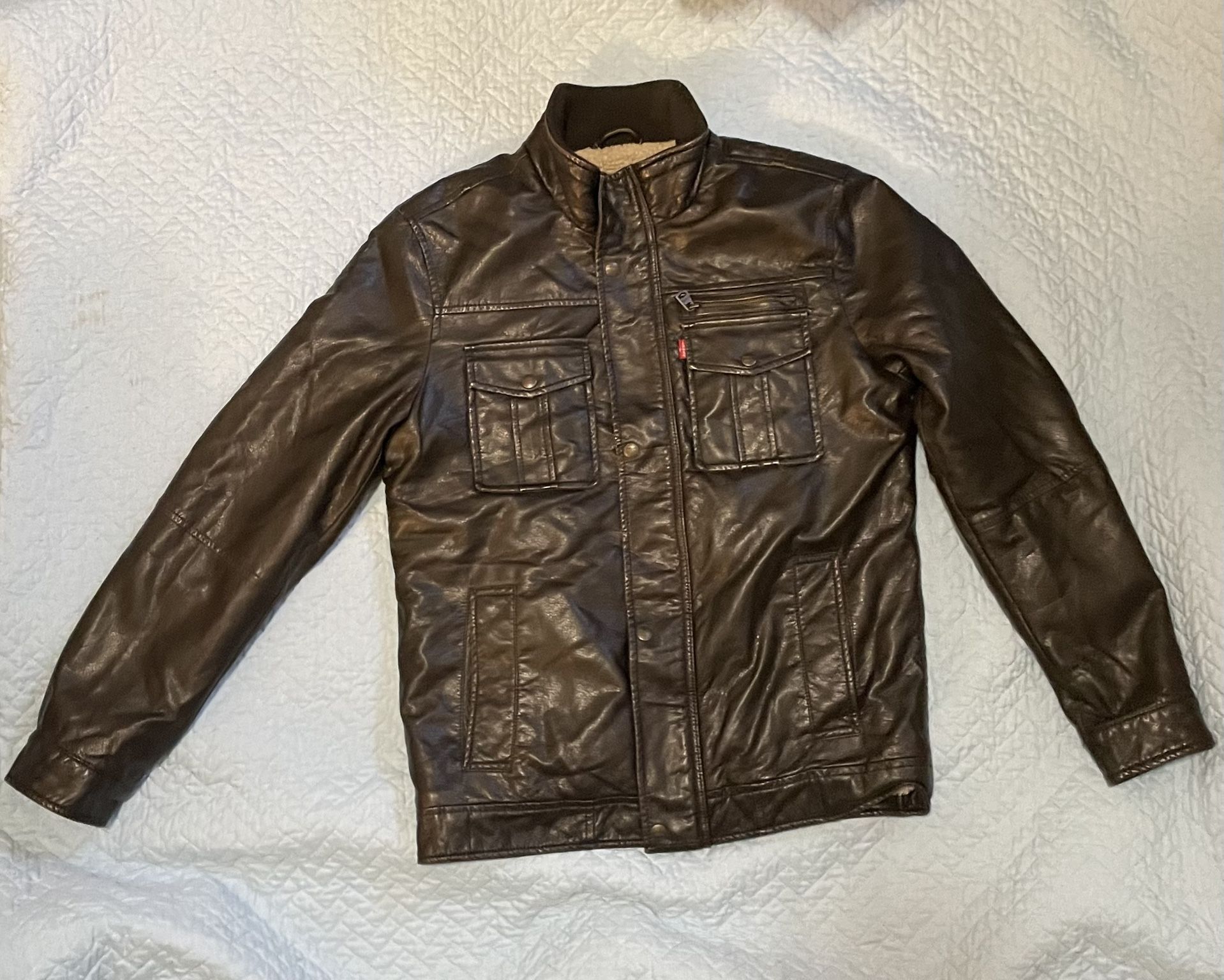 Levi Faux Leather Jacket with Sherling Liner