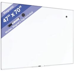 U Brands Magnetic Dry Erase Board White Board, 48" x 72", Slim Aluminum