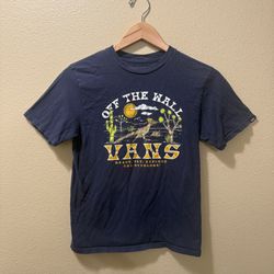 Boy’s Large 12/14 VANS Off The Wall Navy Blue Roadrunner Desert Graphic T-shirt