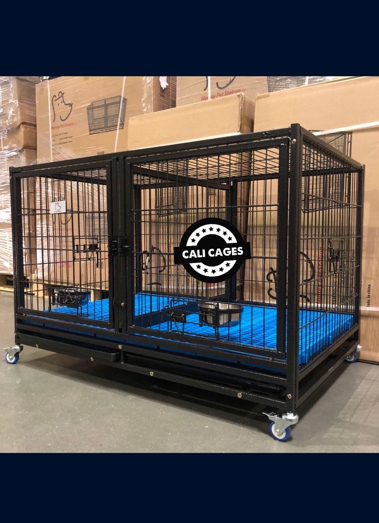 Homey Brand Dog Pet Cage Kennel Size 43” With Divider Trays