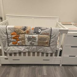 Crib With Changing Table And Cabinets 