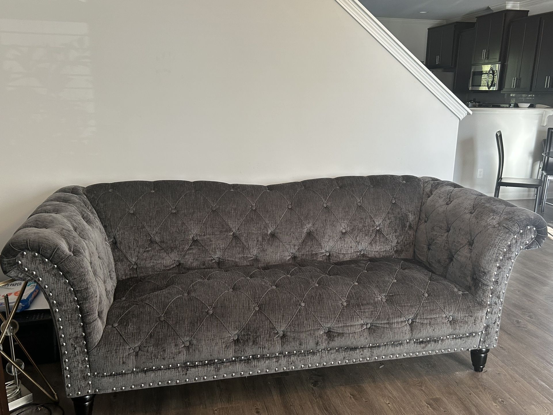 Gray Upholstered Sofa With Set