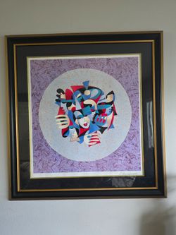 Large Signed Contemporary Abstract Framed Artwork – Modern Gallery Style