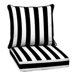 Arden Selections Black Cabana Stripe Outdoor 24 x 24 in. Deep Seat Set