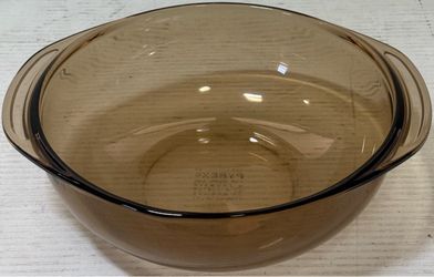 Vintage PYREX 024 Amber Glass Round 2 Quart Casserole Baking Bowl NO LID Brown