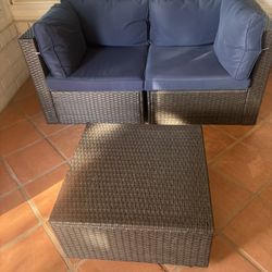 Outdoor Wicker Patio Set w/ Cushions 