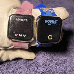 SONIC THE HEDGEHOG WATCH &Lilo & Stitch Junior LED Watch Lot of 2 Digital Watch