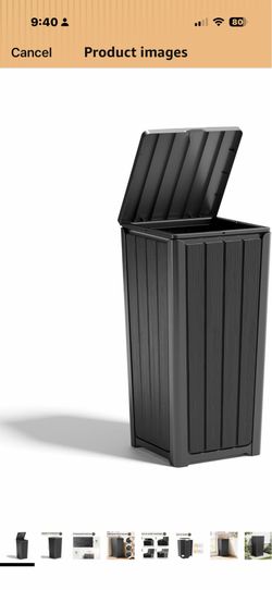 30 Gallon Outdoor Trash Can, Waterproof Resin Garbage Bin with Lid, Outside Trash Can for Garden Backyard Deck Patio Porch Kitchen, Black