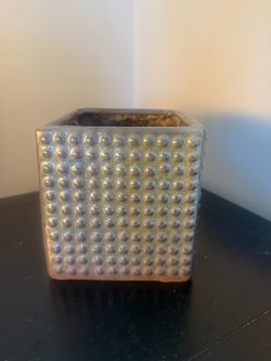 Square Ceramic Planter with Hobnail Texture
