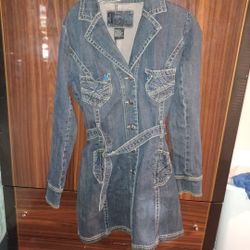 Fulbant 2023 Blue Denim Dress Woman Belt Mini Shirt Dress Button Long Sleeve Short Dresses
