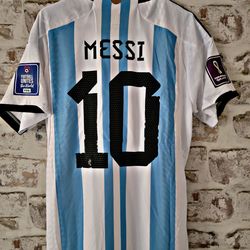 Argentina National Team Home Authentic Messi Jersey