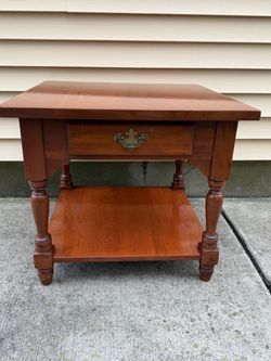 Vintage Side Table/End Table with Drawer and Open Bottom Shelf - Solid Cherry by Harden Furniture Company