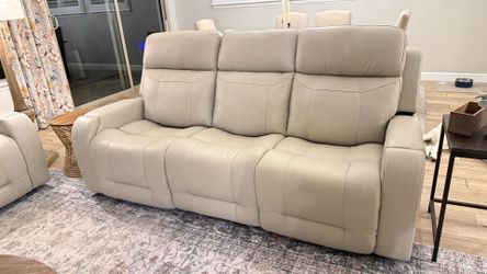 2 NEW Living Spaces Matrix Leather Power Reclining Sofa | Heat, Massage, Zero Gravity | $2,600