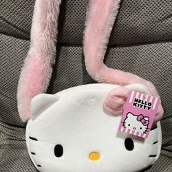 Hello Kitty Plush Crossbody Bag Purse NWT New Sanrio 2024 Fuzzy Strap Pink