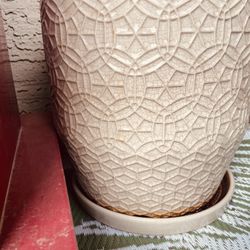 12-13” Heavy Porcelain Planter Pots with Holder