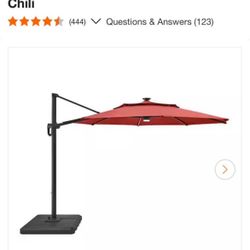 Hampton Bay 11 ft. Aluminum Cantilever Solar LED Offset Patio Umbrella in Red/ Blue with base included (in Box)