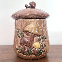 Vintage 1970s Ceramic Mushroom Canister