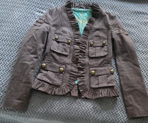 Mackage Military Style Ruffled Blazer Jacket