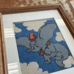 Vintage Dumbo Framed Cross Stitch