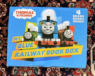 THOMAS E FRIENDS “MY BLUE RAILWAY BOOK BOX” 4 BOOKS BOARD INSIDE