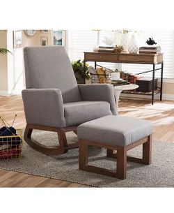 Baxton Studio Mid-Century Rocking Chair & Stool 2-piece Set