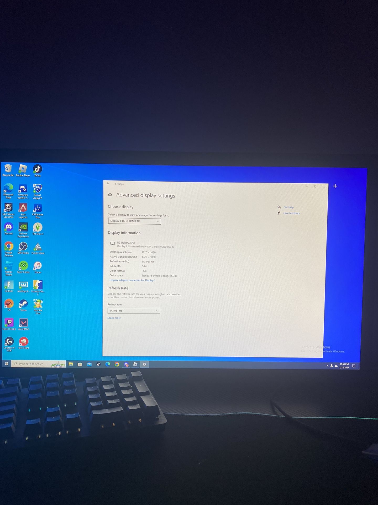 LG 24gl600f Monitor 144 Hz