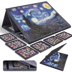  1000 Pieces Jigsaw Puzzle Board with 6 Drawers and Cover, 30"x22" Felt Jigsaw Puzzle Table for Adults, Portable Puzzle Organizer & Storage System, Pu