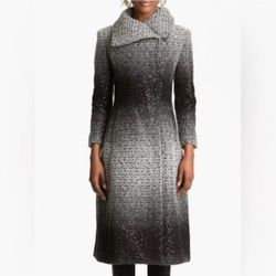 NWOT Alice + Olivia Sequin Ombré Coat Wool Gray Button UP Zipper Women’s L /M