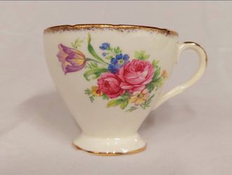 Antique Foley China "Foley Tulip"  E. Brain & Co. Tea Cup with Flowers and Gold Trim