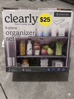 Clearly 6-Piece Clear Organizer Bin Set for Fridge & Home