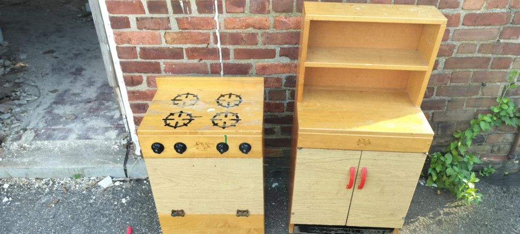 Commercial grade Childrens stove and kitchen storage set