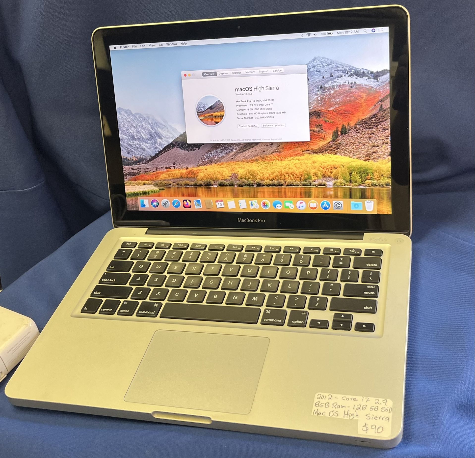 13” MacBook Pro 2012 Core i7 2.9 - OS High Sierra