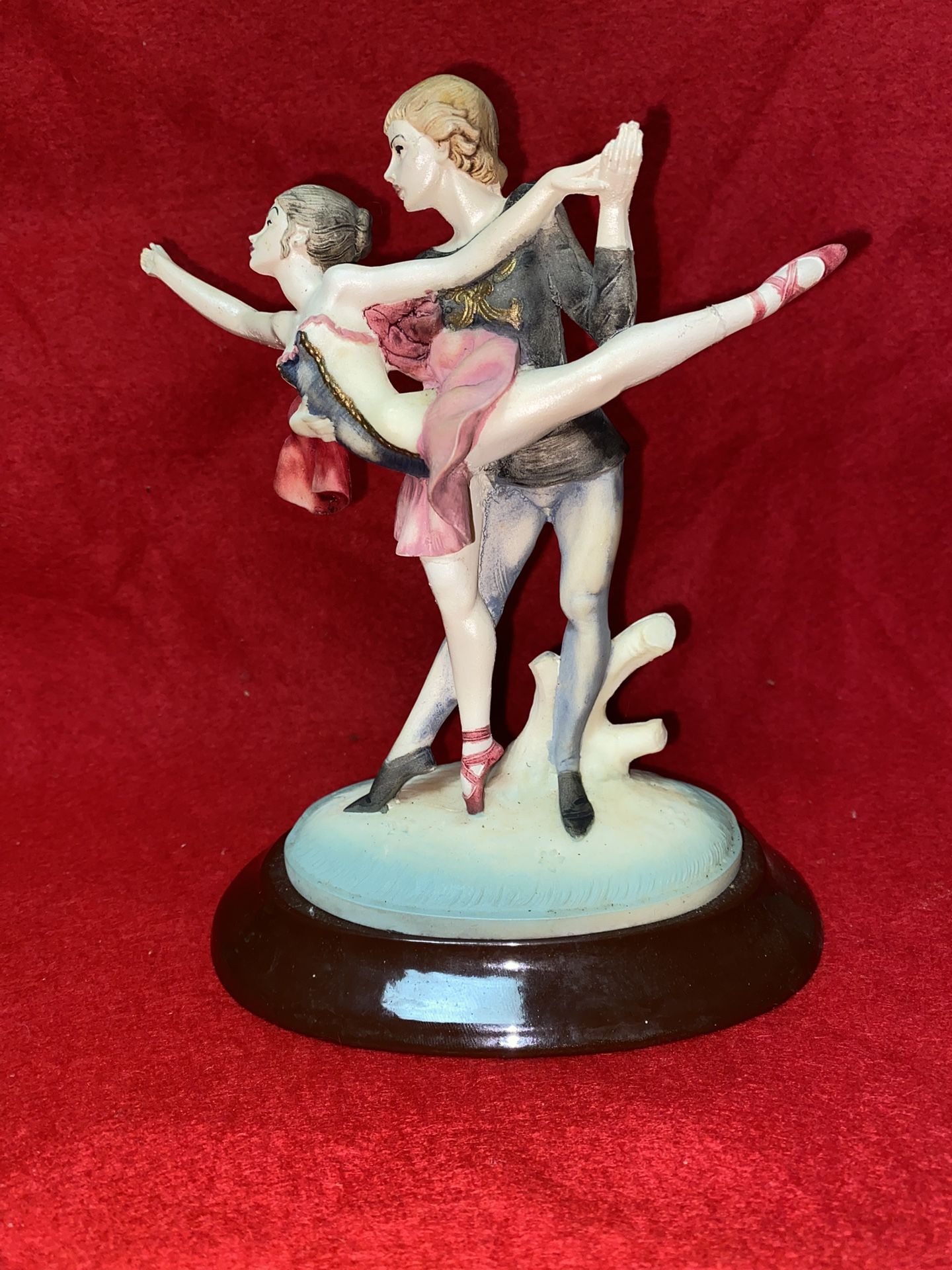 7.5 Inch Painted Alabaster Ballet Dancers Figurine (Repaired View Photos) (Reduced Price) Imported Greece
