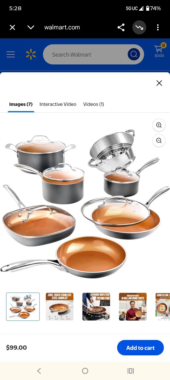 Thyme & Table 12-Piece Ceramic Non-Stick Granite Collection Cookware Set, Non-Toxic Pots and Pans Set - Taupe & Gold