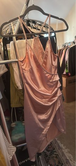 Satin dress with lace detail in back. Size medium