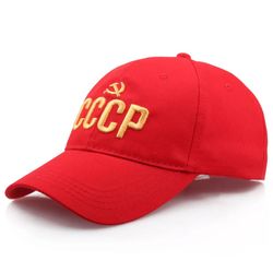 Soviet CCCP USSR Cap Adjustable Baseball Cap for Men , Women , Men Streetwear Party Cap Red with Visor.