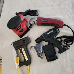 Tools  Stapler Drill With Battery And Charger  Electric Multitool  And SKILL SANDER  $45 FOR ALL 4 PIECES  $45 POR LOS 4 TOOLS 