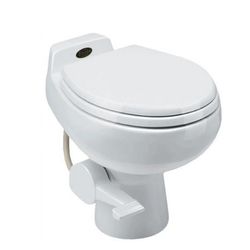 Dometic Sealand 510 Plus Ceramic RV/Marine Toilet -Foot Pedal Flush with Elongated Enameled Wood Seat - Gravity Toilet