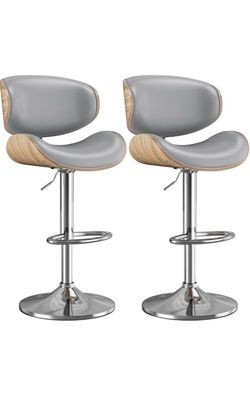 Mid-Century Modern Adjustable Bar Stools – Set of 2