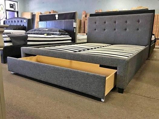 Queen size platform bed with storage drawer