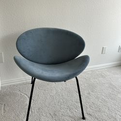 new  Mid century Modern Blue Velvet Chair 