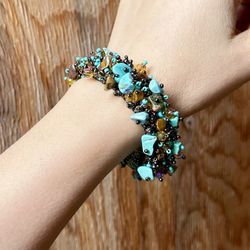 Glass & Turquoise Stone Bracelet