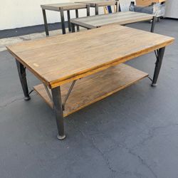 Wood/Metal Coffee Table Walnut Finish Good Condition